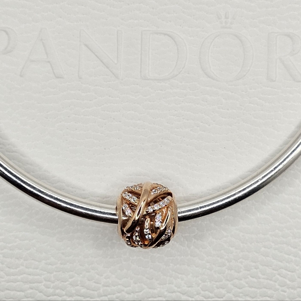 🎁 Authentic Pandora ⭐️RETIRED⭐️ ROSE FEATHER CHARM - Picture 2 of 7